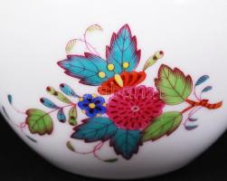 Herendi virágos mintás kis váza, kézzel festett, jelzett, hibátlan, m:14,5 cm