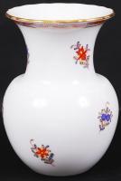 Herendi virágos mintás kis váza, kézzel festett, jelzett, hibátlan, m:14,5 cm