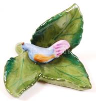 Herendi porcelán madárka a levélen, hibátlan, jelzett