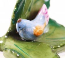 Herendi porcelán madárka a levélen, hibátlan, jelzett