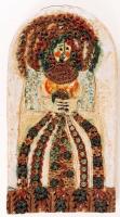Gy.ZS. monogramos iparművész fali kép, apró lepattanásokkal, kézzel festett, mázas kerámia, 42×23 cm