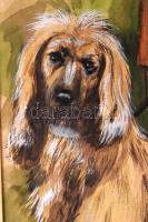 Olvashatatlan jelzéssel: A szerelmes pár és a kutya. Akvarell, papír, keretben, 98×43 cm