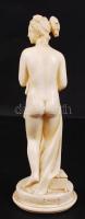 Alabástrom női akt szobor, CASEA felirattal, m: 21 cm