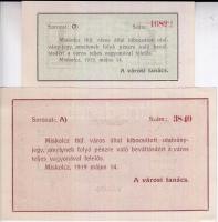 Miskolcz 1919. május 14. 1K + 20K utalványok T:I-,II (hajtatlanok)