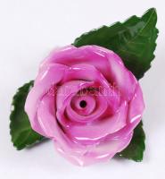 Kézzel festett Herendi porcelán rózsa, apró lepattanásokkal / Herend chinaware rose with small, repairaple paint-fault 8x6 cm