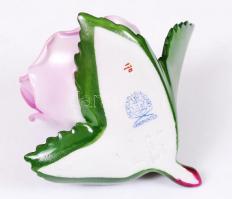 Kézzel festett Herendi porcelán rózsa, apró lepattanásokkal / Herend chinaware rose with small, repa...