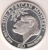 Szomalia 1998. 10$ "Az afrikai majom" (31.1g/0.999) T:PP Somalia 1998. 10 Dollars "The African Monkey" (31.1g/0.999) C:PP