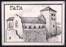 17 db magyarországi várakat ábrázoló kézzel rajzolt gyufacímke tervezet