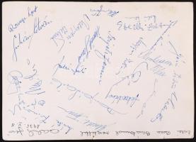 1975 A Ferencváros labdarúgócsapatának csoportképe, hátoldalán aláírásokkal (pl. Géczi István, Ebedli Ferenc, Juhász István stb.)