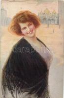 4 db régi hölgy motívumlap / 4 lady motive cards