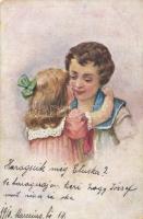 3 db régi gyerek motívumlap, az egyik litho / 3 child motive cards