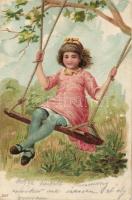 3 db régi gyerek motívumlap, az egyik litho / 3 child motive cards