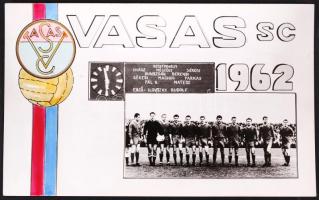 1962 A Vasas SC labdarúgó csapata nevek felsorolásával, 14x9 cm