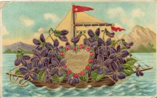 4 db régi üdvözlőlap, ebből 2 litho és dombornyomott / 4 greeting cards, between them 2 embossed and...