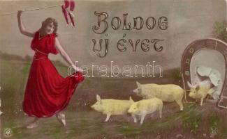 4 db régi üdvözlőlap, ebből 2 litho és dombornyomott / 4 greeting cards, between them 2 embossed and...