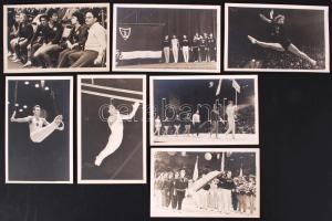 cca 1960 Magyar tornászok a Szovjetunióban, 7 db fotó, 9x14 cm