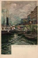 Budapest V. Ferenc József rakpart, Künstlerpostkarte No. 2600. von Ottmar Zieher, litho s: Raoul Frank
