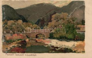 Medveja, Medvea-Schlucht bei Lovrana, Künstlerpostkarte No. 1143. von Ottmar Zieher, litho s: Raoul Frank