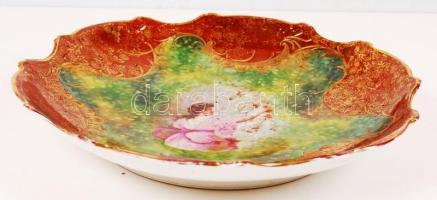 Victoria Zatzka dísztál, matricás, apró festés hibákkal, jelzett, d:34 cm