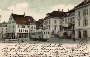 Aarau, Rathausplatz / town hall, tram