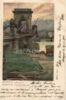 Budapest, Lánchíd, Künstlerpostkarte No. 2308. von Ottmar Zieher, litho s: Raoul Frank