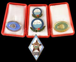 ~1970-1980. "5 éves Vízügyi Törzsgárdatag" jelvény (2xklf) + "Magyar Államvasutak Szolgálatáért" 20 és 30 év után jelvény + "Rendőrtiszti Főiskola" jelvény T:2