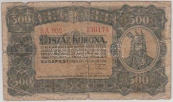 1923. 500K "Magyar Pénzjegynyomda Rt. Budapest" T:III-