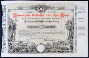 Ausztria 1882. Osztrák Vöröskereszt kötvénye 10G-ről (2x) T:III
Austria 1882. Austrian Red Cross deb...