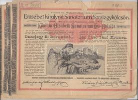 1904. "Erzsébet királyné Sanatorium Sorsjegykölcsön" sorsjegye 5K-ról (9db) T:II,III