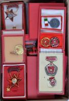 Több mint 30db vegyes szocialista kitüntetés és jelvény dísztokban T:1,2
