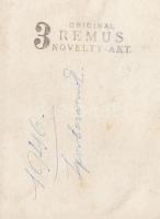 1946 A 3 Remus akrobata csoport reklám fotómontázsa, grafikai elemekkel díszítve, kép sarkai levágva...