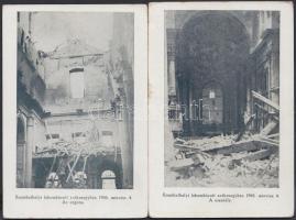 Szombathely - 5 db régi magyar városképes lap: lebombázott székesegyház