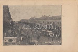 Szászrégen, main square, automobile, shops, vissza So. Stpl