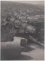 1946 Belházy Dezső: Budai látkép a háború után, vintage, aláírással jelzett, 21x16 cm