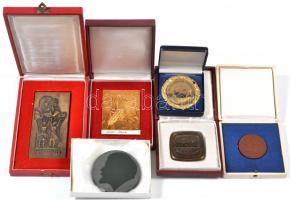 6db különféle plakett dísztokban, közte NSZK Meisseni porcelán emlékérem T:1,2