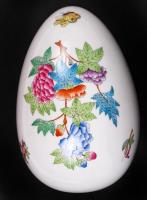 Herendi Viktória mintás nagy tojás, kézzel festett, hibátlan, jelzett, h:16 cm, m:9 cm