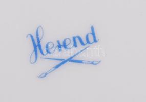 Herendi csipkebogyó mintás füles tál, kézzel festett, jelzett, hibátlan, 17×20 cm