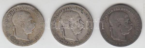 Ausztria 1893. 1K Ag (3x) T:3
Austria 1893. 1 Corona Ag (3x) C:F
