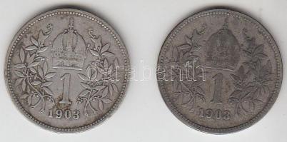 Ausztria 1903. 1K Ag (2x) T:3 &lt;br/&gt;Austria 1903. 1 Corona Ag (2x) C:F