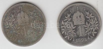 Ausztria 1894. 1K Ag (2x) T:3 Austria 1894. 1 Corona Ag (2x) C:F