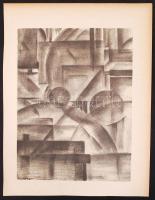 Ruzicskay György (1896-1993): Geometria. Algrafia, papír, jelzett az algrafián, 24×18 cm