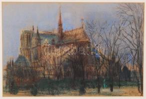 Olvashatatlan jelzéssel: Katedrális. Pasztell, papír, üvegezett keretben, 34×48 cm