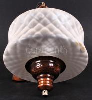 Iparművész csillár, réz, maratott üveg, jó állapotban, m:70 cm (lánccal)