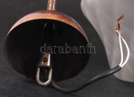 Iparművész csillár, réz, maratott üveg, jó állapotban, m:70 cm (lánccal)