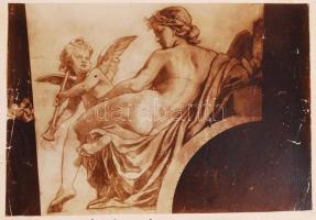 cca 1880-1890 Lotz Károly freskóterveiről, rajzairól készült 9 db fénykép kartonra felragasztva, fel...