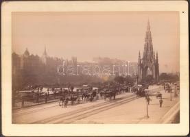 cca 1890-1900 Skócia, Edinburgh-i látkép és életkép, 2 db keményhátú fotó, 16x22 cm
