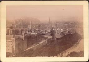 cca 1890-1900 Skócia, Edinburgh-i látkép és életkép, 2 db keményhátú fotó, 16x22 cm