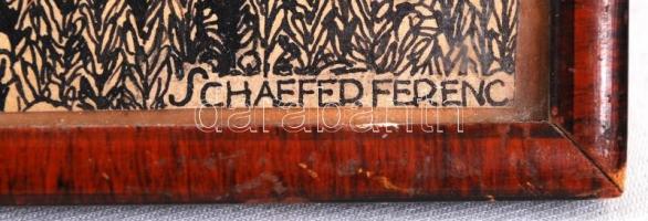 Schaefer Ferenc: Belső kert. Tus, papír, üvegezett keretben 33×25 cm