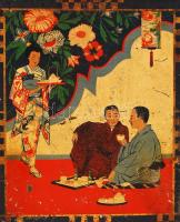 Retró japán teás doboz, nagy méretű fém, közepes állapotban, m:25 cm, 21×21 cm