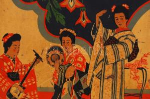 Retró japán teás doboz, nagy méretű fém, közepes állapotban, m:25 cm, 21×21 cm